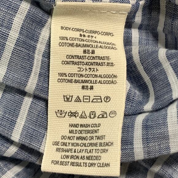 Free People S Womens Blue Allora Striped Blouse Crochet Detail Peasant Boho - Picture 9 of 10